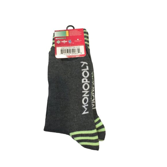 Hasbro Monopoly Man with Money Men's Crew Socks Size 6-12 Gray - Picture 3 of 4